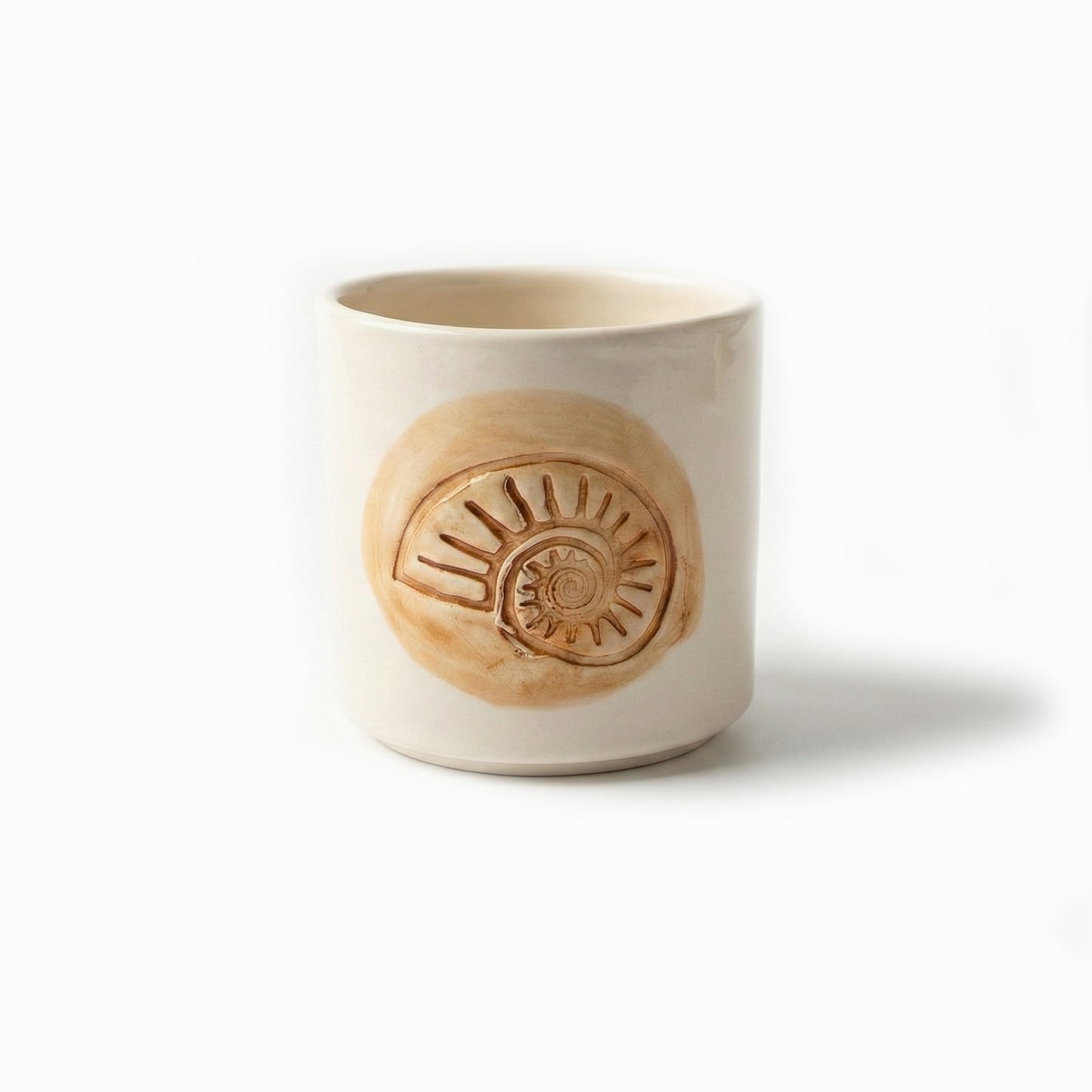 Seramik Kupa - Ammonit Kabuğu Kahverengi