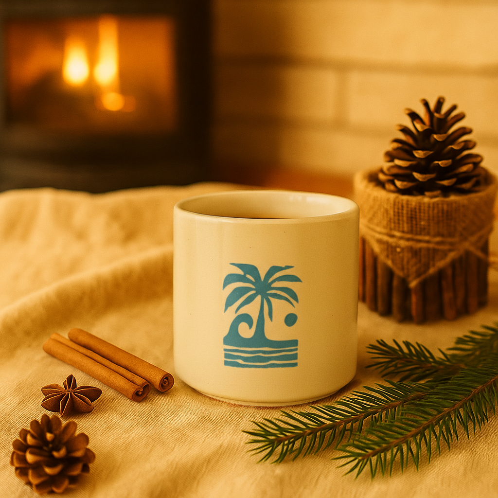 Seramik Kupa - Palmiye ve Dalgalar