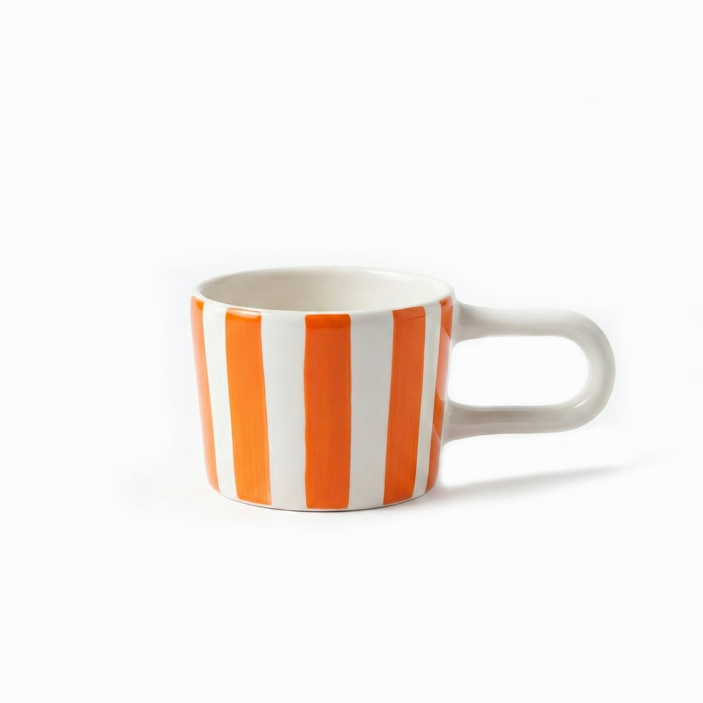 Seramik Kupa - Kulplu Turuncu Çizgi