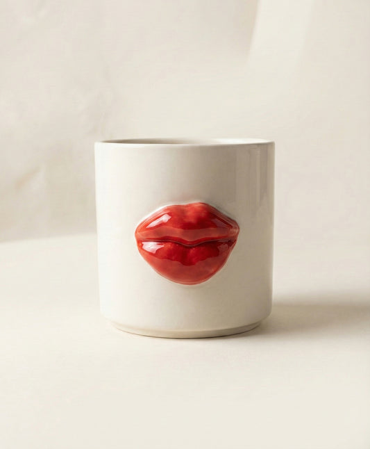 Seramik Kupa - 3D Kırmızı Dudak