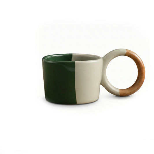 Seramik Kupa - Halka Kulp Yeşil & Kahve