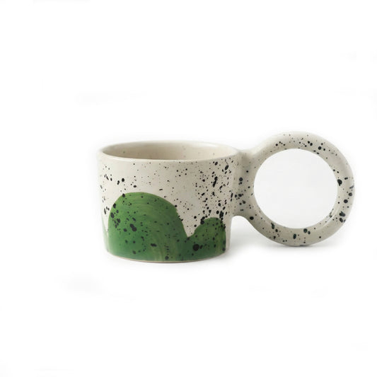 Seramik Kupa -  Halka Kulp Yeşil Püskürtme