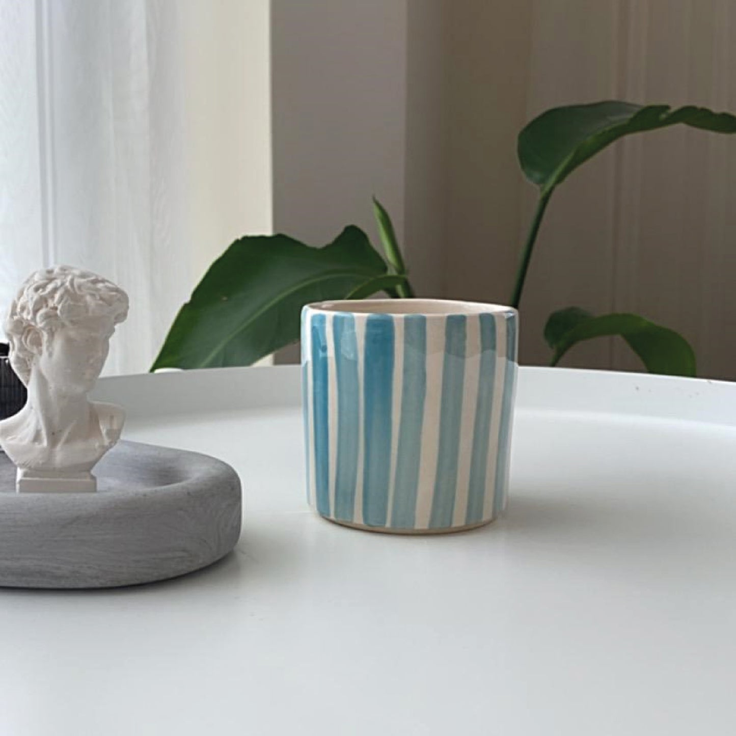 Seramik Kupa - Turkuaz Çizgili