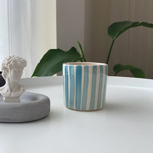 Seramik Kupa - Turkuaz Çizgili