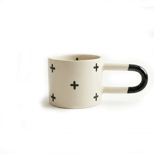 Seramik Kupa - Uzun Kulp Artı Desen