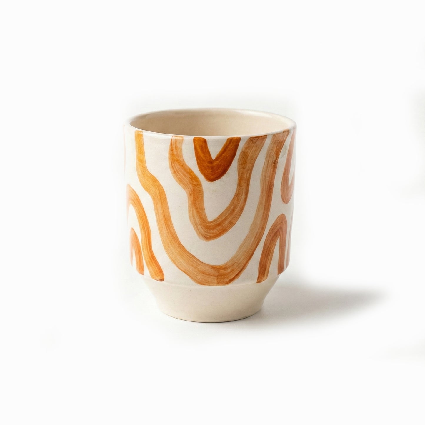 Seramik Kupa - Kahverengi Dalga Çizgili