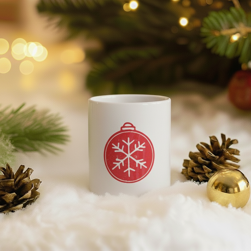 Seramik Kupa - Kar Tanesi Kırmızı