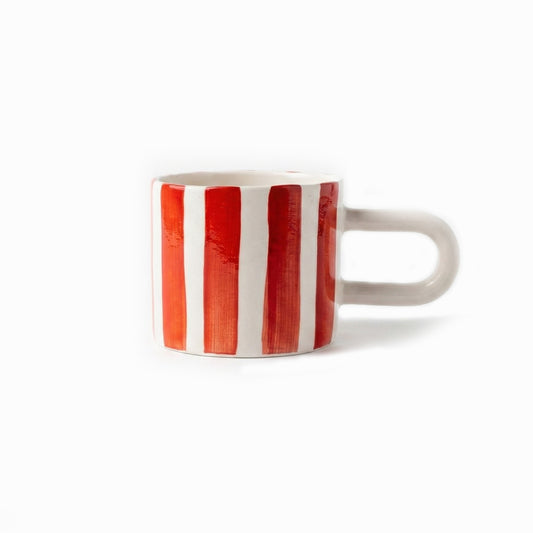 Seramik Kupa - Kırmızı Çizgi Kulplu
