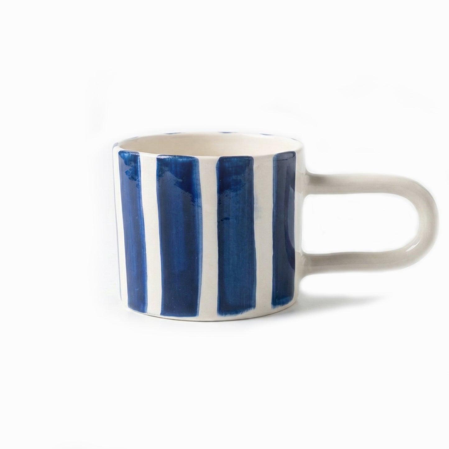 Seramik Kupa - Kulplu Mavi Çizgi