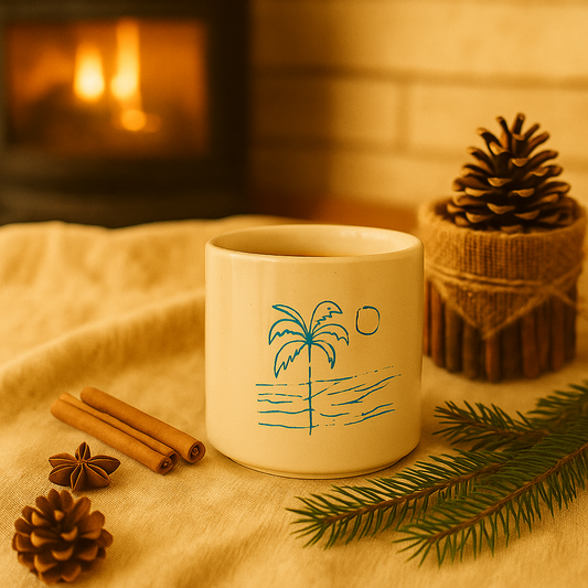 Seramik Kupa - Blue Palm