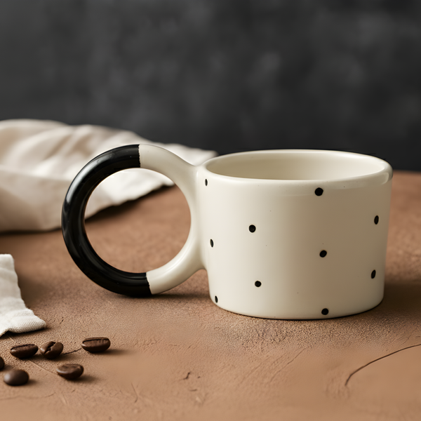 Seramik Kupa - Halka Kulp Siyah Nokta