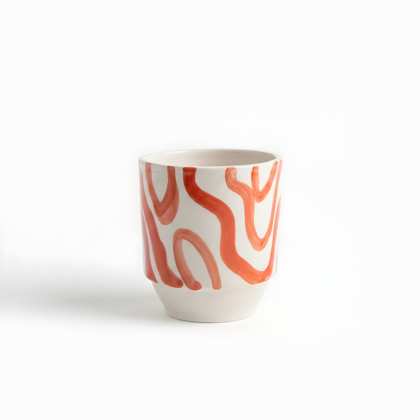 Seramik Kupa - Turuncu Dalga Çizgili